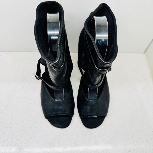Shine Dancewear Heels Black Leather Dance Shoes Latin Swing Salsa Bootie Sz 36 - Picture 4 of 12
